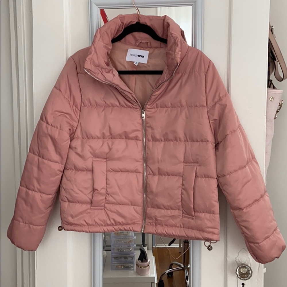Mauve pink puffer bomber